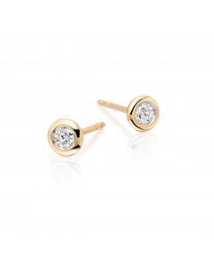 Diamond Stud Earrings 0.20ct Bezel Set Studs 18K Yellow Gold-G/HSI