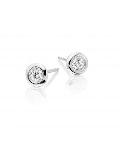 Diamond Stud Earrings 0.30ct Bezel Set Studs 18K White Gold-G/HSI