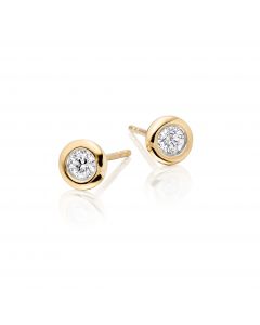 Diamond Stud Earrings 0.30ct Bezel Set Studs 18K Yellow Gold-G/HSI