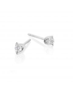 Diamond Stud Earrings 0.10ct 2 Claw Studs 18K White Gold-G/HSI