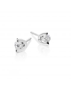 Diamond Stud Earrings 0.20ct 2 Claw Studs 9K White Gold-G/HSI