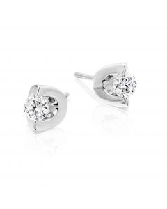 Diamond Stud Earrings 0.40ct 2 Claw Studs 18K White Gold-G/HSI