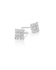 Square Diamond Cluster Earrings 0.35ct Studs 9K White Gold