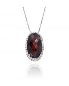 5.50ct Garnet With 0.16ct Diamond Pendant In 9K White Gold