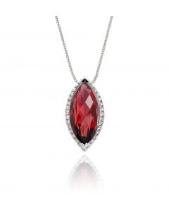 4.10ct Garnet With 0.16ct Diamond Pendant In 9K White Gold