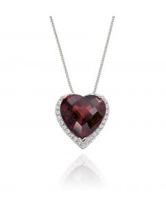 4.40ct Garnet With 0.15ct Diamond Pendant In 9K White Gold