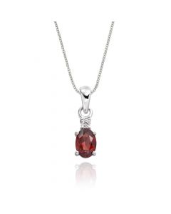 0.90ct Garnet With 0.04ct Diamond Pendant In 9K White Gold