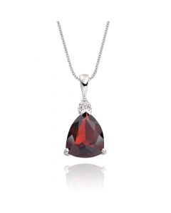 3.05ct Garnet With 0.05ct Diamond Pendant In 9K White Gold