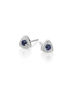 0.15ct Sapphire Earrings with Diamond Halo 18K White Gold
