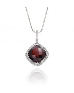 3.15ct Garnet With 0.14ct Diamond Pendant In 9K White Gold