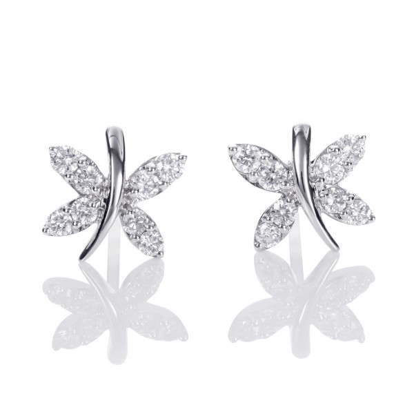 Butterfly Diamond Earrings 0.45ct Diamond Studs 18K White Gold