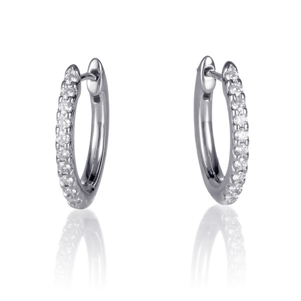 Oval Diamond Hoop Earrings 0.30ct Diamond Hoops 9K White Gold