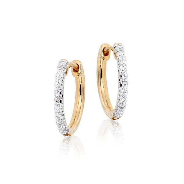Diamond Hoop Earrings 0.30ct Classic Diamond Hoops 9K Yellow Gold 