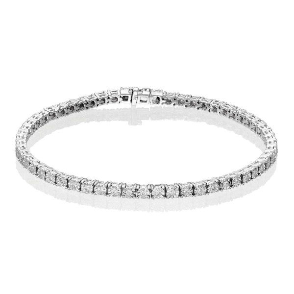 Diamond Tennis Bracelet 0.50ct G/HSI Illusion Set 18K White Gold