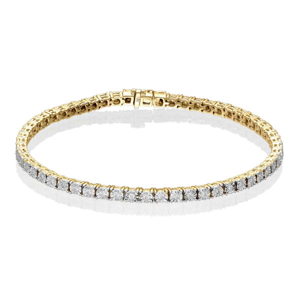 Diamond Tennis Bracelet 0.50ct G/HSI Illusion Set 9K Yellow Gold