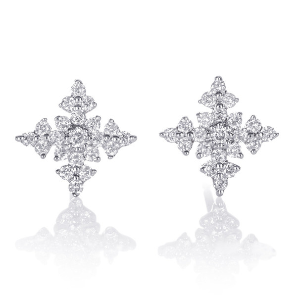 Night Star Diamond Cluster Earrings 0.33ct Studs 9K White Gold
