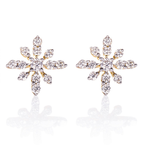 Fleur Diamond Cluster Earrings 0.33ct Studs 9K Yellow Gold