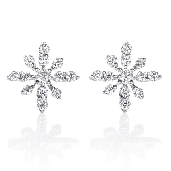 Fleur Diamond Cluster Earrings 0.33ct Studs 18K White Gold
