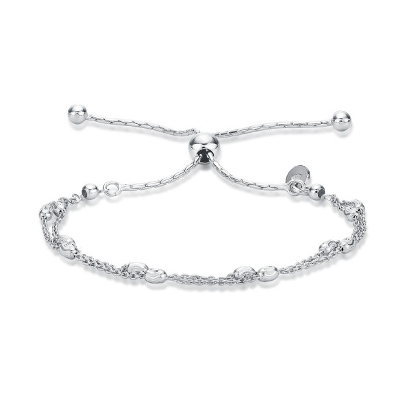 Sterling Silver Bracelet with Twin Line Diamond Cut Beads