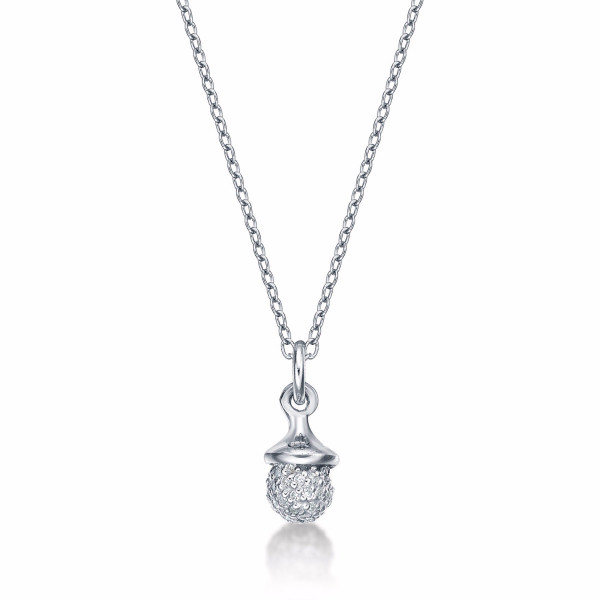 Sterling Silver ACORN Pendant Necklace with Cubic Zirconia