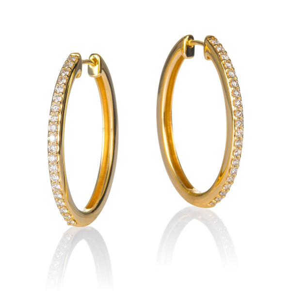 Large Diamond Hoop Earrings 0.40ct Large Oval Diamond Hoops 9K Yellow Gold
