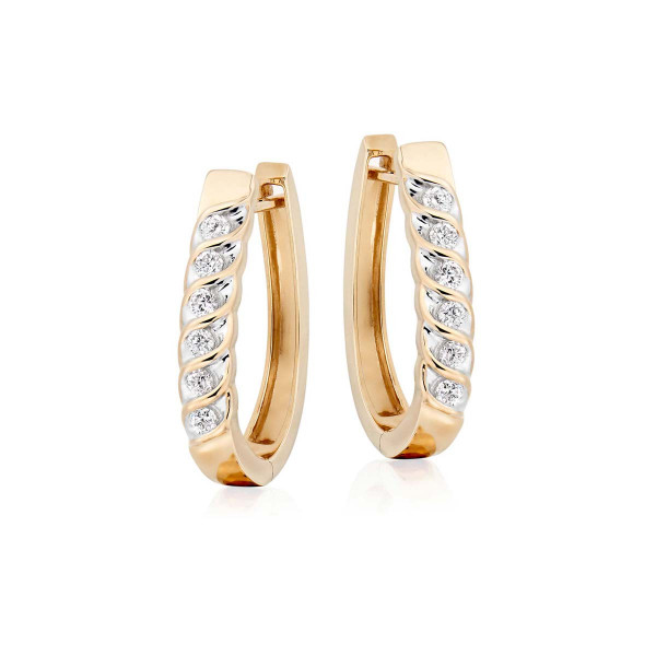Diamond Hoop Earrings 0.40ct Diamond Wave Hoops in 9K Yellow Gold