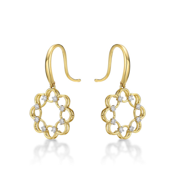 Infinity Diamond Drop Earrings 0.20ct Diamonds in 9K Yellow Gold