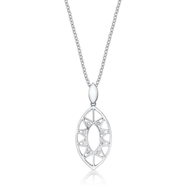 Sparkling Eye Diamond Pendant Necklace 0.15ct Diamonds 9K White Gold