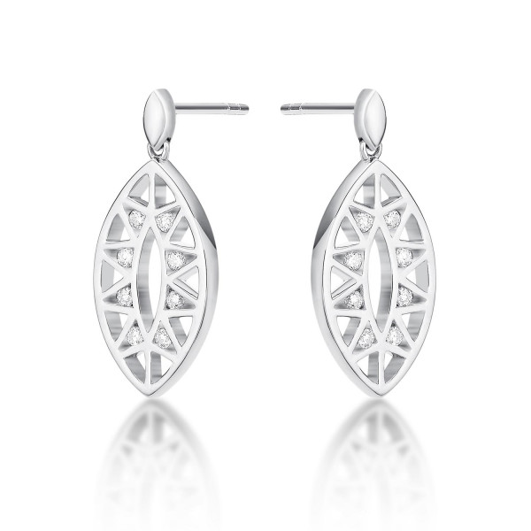 Sparkling Eye Diamond Drop Earrings 0.20ct Diamonds in 9K White Gold