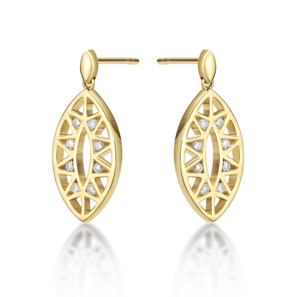 Sparkling Eye Diamond Drop Earrings 0.20ct Diamonds in 9K Yellow Gold