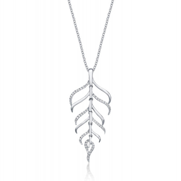 Diamond Palm Pendant Necklace 0.15ct Diamonds in 9K White Gold