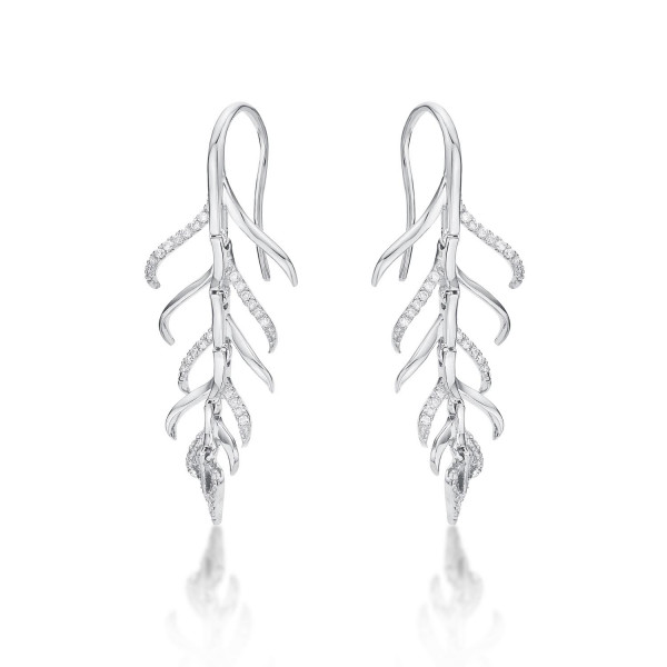 Palm Diamond Drop Earrings 0.27ct Diamonds in 9K White Gold