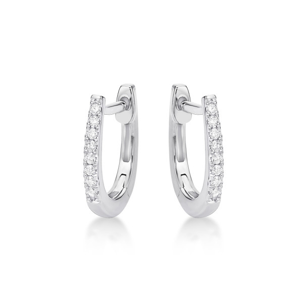 Tini Diamond Hoop Earrings 0.11ct Diamonds in 9K White Gold