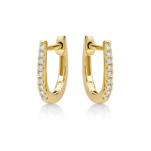 Mini Diamond Hoop Earrings 0.16ct Diamonds in 9K Yellow Gold
