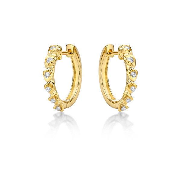 Diamond Eye Diamond Hoop Earrings 0.14ct Diamonds in 9K Yellow Gold