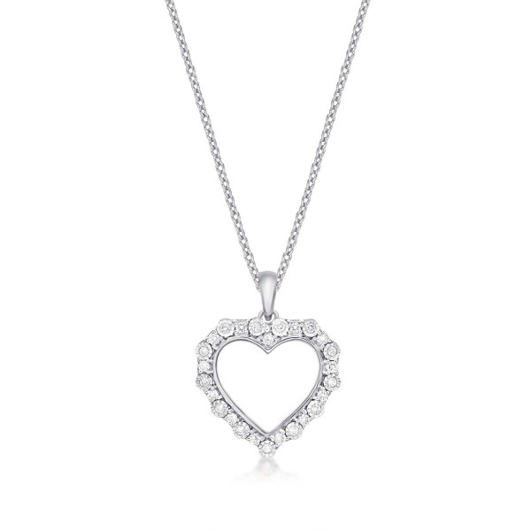 Inspire Diamond Heart Pendant Necklace 0.21ct Diamond 18K White Gold