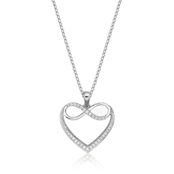 Infinity Diamond Heart Pendant Necklace 0.15ct Diamond 9K White Gold
