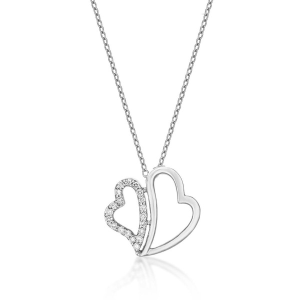 You & Me Diamond Heart Pendant Necklace 0.23ct Diamond 9K White Gold