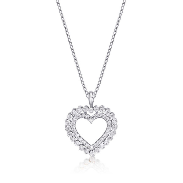 Sparkle Diamond Heart Pendant Necklace 0.50ct Diamond 9K White Gold