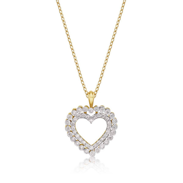 Sparkle Diamond Heart Pendant Necklace 0.50ct Diamond 9K Yellow Gold