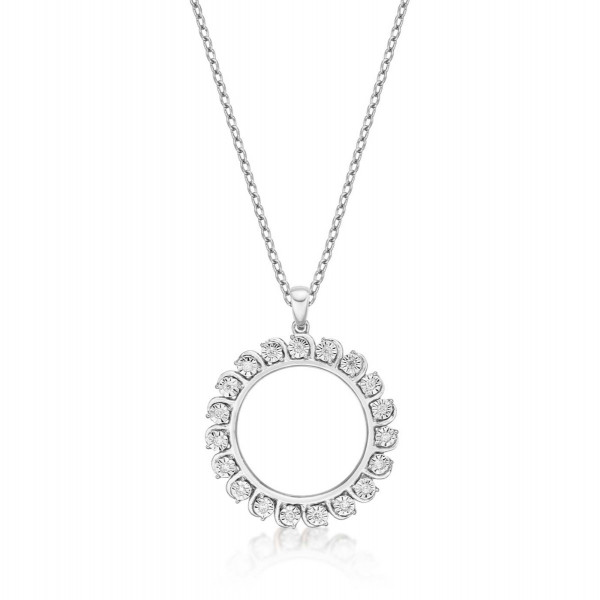 Circle of Life Diamond Pendant Necklace 0.14ct Diamond 9K White Gold