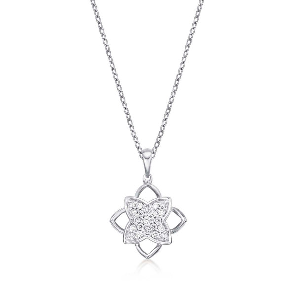 Clover Diamond Cluster Pendant Necklace 0.25ct Diamond 9K White Gold
