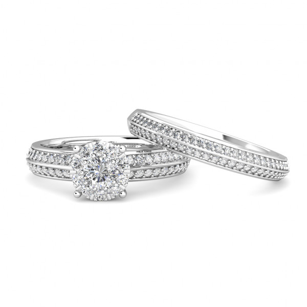 Glamour Diamond Cluster Engagement Ring 0.50ct Diamonds in 18K White Gold