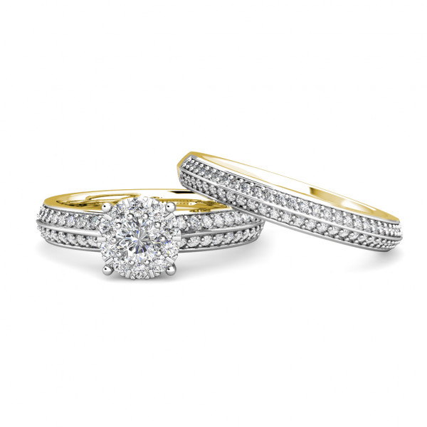 Glamour Diamond Cluster Engagement Ring 0.50ct Diamonds in 18K Yellow Gold