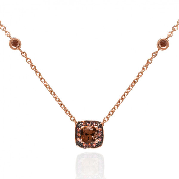 Smoky Quartz and Orange Sapphire Necklace in 18K Rose Gold