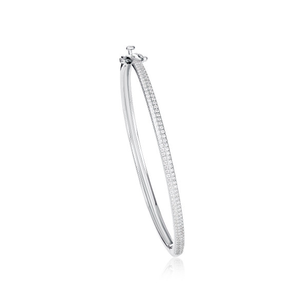 925 Sterling Silver Cubic Zirconia Bangle Bracelet