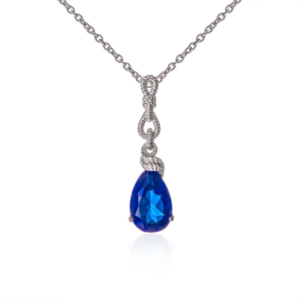 Sterling Silver Blue Pear Drop Pendant Necklace