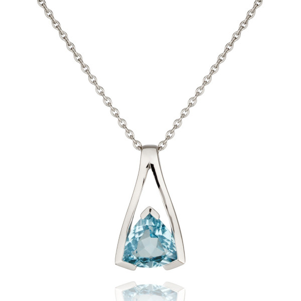 Trillion Cut Blue Topaz Pendant Necklace in Sterling Silver