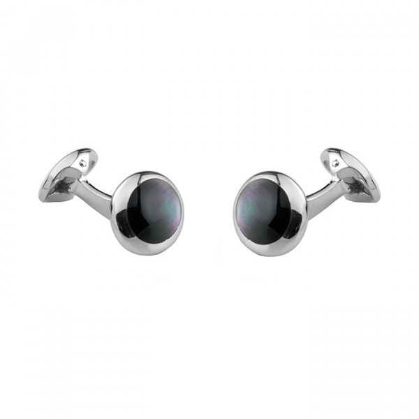 Deakin & Francis Sterling Silver Cufflinks With Oval Mother of Pearl