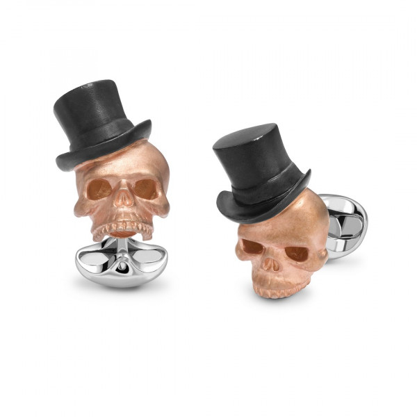 Deakin & Francis Skull Cufflinks With Top Hat in Sterling Silver